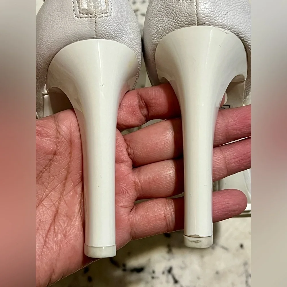 Women’s Karl Lagerfeld Blayze Mesh Peep Toe Heel Booties -White 8.5  (w/flaws)